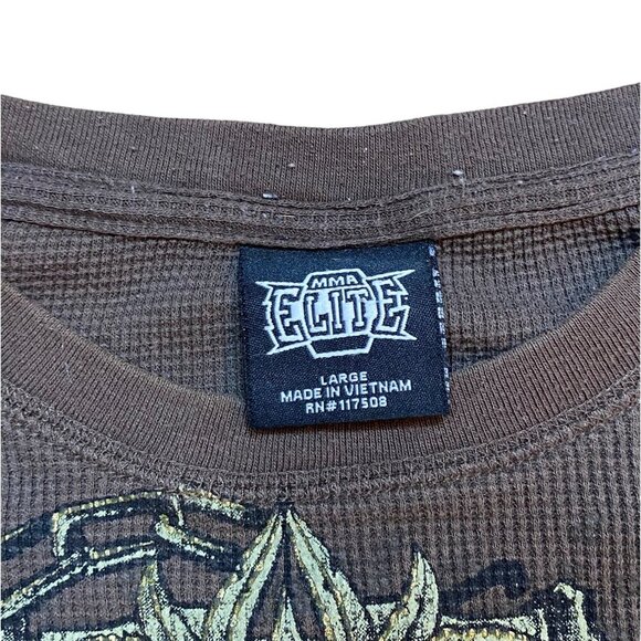 Y2K MMA Thermal Waffle Knit  Long Sleeve Shirt Skeleton Wings Goth Affliction St - Picture 4 of 7